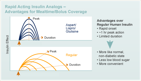 快速表演胰岛素类似物 - 进餐时间/推注覆盖图的优点
